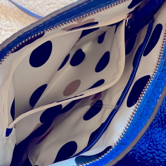 Kate Spade Large Crossbody, Bright Blue, Polka dots inside, 3 pockets - Picture 4 of 4